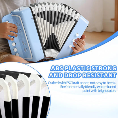 10 Keys Kids Accordion, Horse Button Accordion Toys Accordian Mini Musical Instruments Button for Child Children Kids Toddlers Beginners (Light Pink)