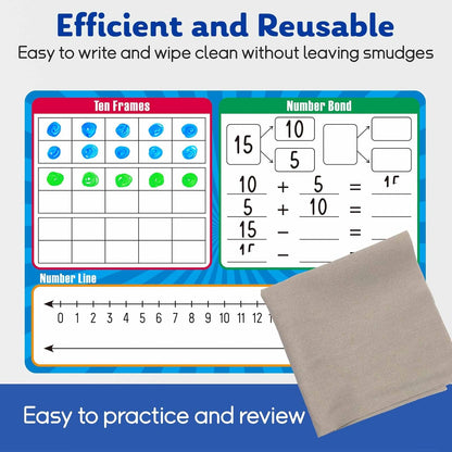 10 Pack Dry Erase Number Line Board Card, 9" x 12" Double Sided 130 Number Chart Math Manipulatives Game Chart, Teacher Classroom Must Haves Dry Erase Whiteboard Home Classroom Supplies