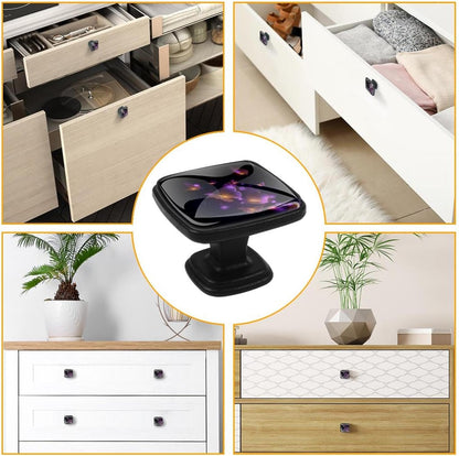 4 Pack Cabinet Knobs Drawer Pulls, 30mm Round ABS Glass Drawer Hardware Growing Purple Butterflies Cabinet Handles with Screws for Dressers Kitchens Cupboard