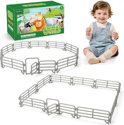 24PCS Farm Ranch Animal Fence Corral Toys for Kids Age 3-5 5-7 4-8 Years Olds Boys Girls, Educational Farm Animal Cake Toppers for Toddlers 3 4 5 6 7 8 9 10