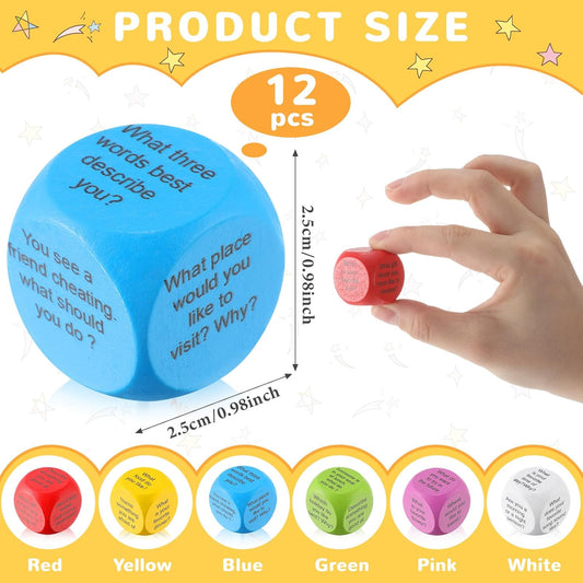 Jenaai 12 Pcs Conversation Ice Breaking Cubes Social Emotional Learning Activities Social Emotional Dice Wood Conversation Cube for Kids Adult Classroom Family Couple (Conversation)