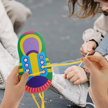 NUOBESTY Shoe Tie Practice for Kids Shoe Tying Practice Board Shoelace Threading Teaching Toys Learn to Tie Shoelaces Toddlers Preschool Learning Toys Fine Motor Skills Early Educational, 5 Sets