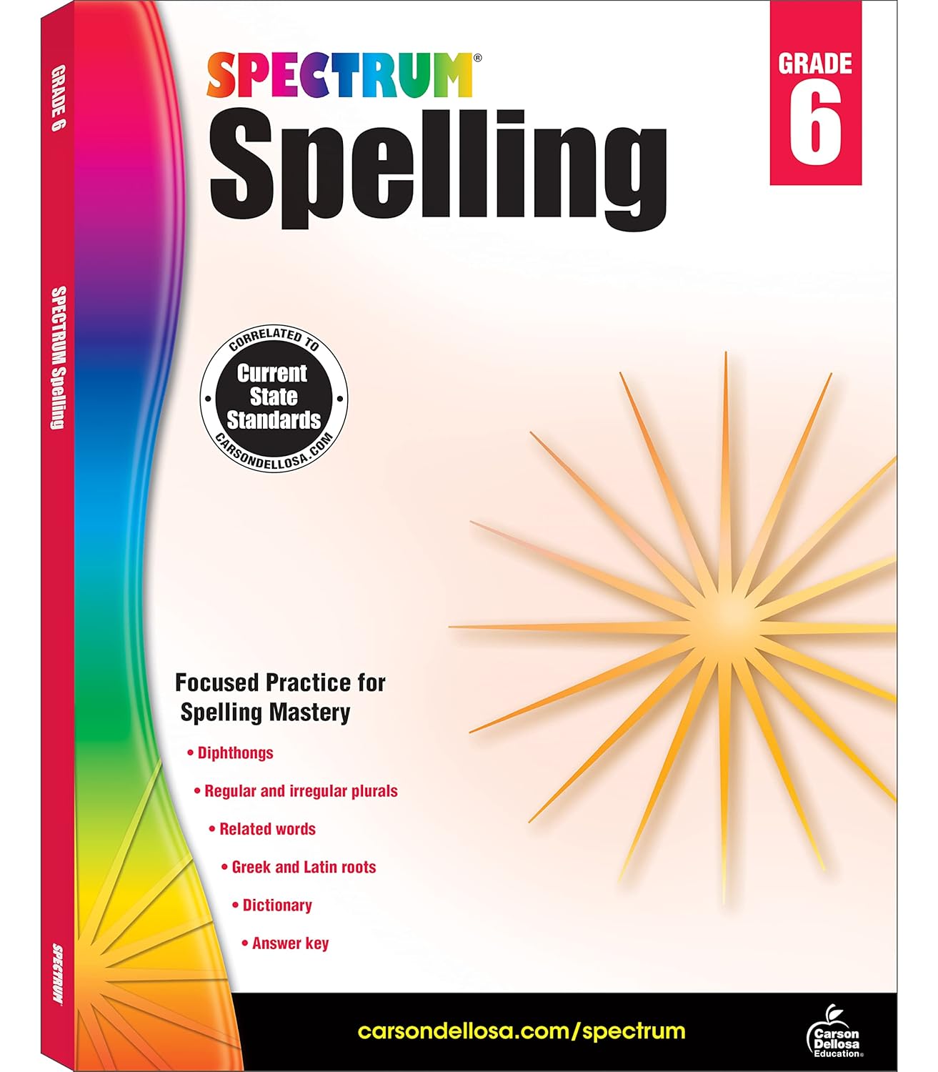 Spectrum Spelling Workbook Grade 6, Ages 11 to 12, Grade 6 Spelling, Handwriting Practice with 6th Grade Spelling Root Words, Prefixes, Suffixes, and Grammar Workbook - 160 Pages