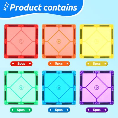 8 Piece Large Square Shape Magnetic Tiles Kids Toys, Magnetic Building Blocks STEM Magnet Building Set Preschool Learning Magnet for Kids Ages 3-5 4-8, Sensory Montessori Toys for 3+ Boys and Girls