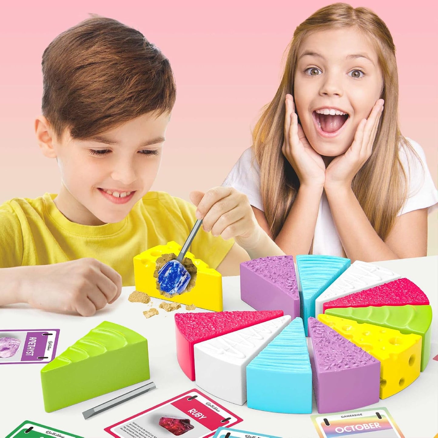 Gamerside Gemstone Dig Kit, Dig Up 12 Real Rocks and Minerals, Gem Digging Kit, Toy Geology Archaeology Excavation Kits for Kids Age 6-12 Years, Educational Gift for Boys and Girls