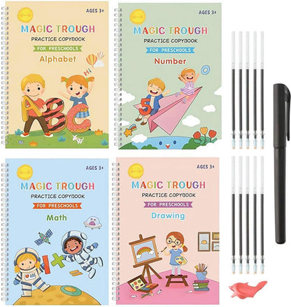 Magic Grooved Writing Practice for Kids - Grooved Writing Books for Kids 3-5 - Handwriting Practice Workbooks for Kids 8-10 - Preschool Tracing Books