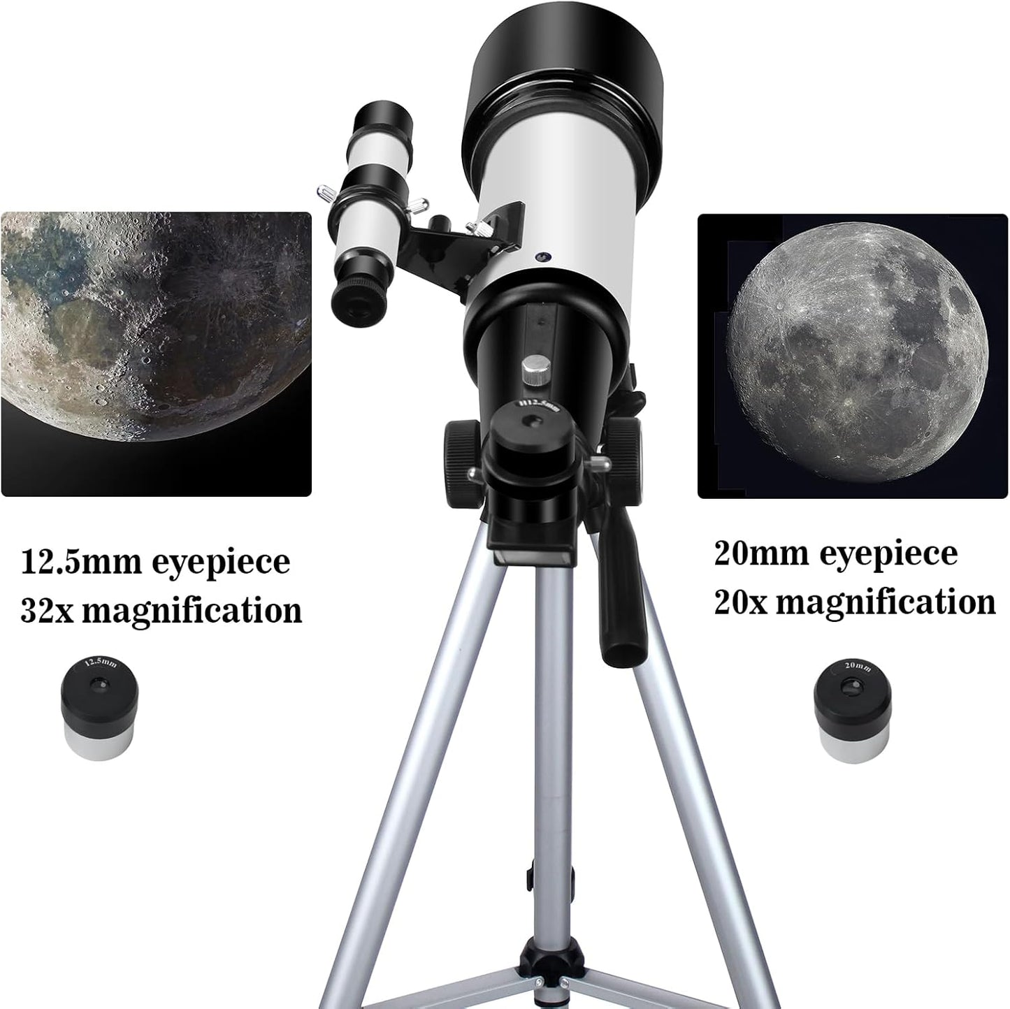Telescopes, Telescope for Kids and Adults Beginners, 70mm Aperture 400mm Focus Length Refractor Travel Telescope with AZ Mount for Observe The Moon and Landscape (Blue)