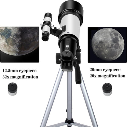 Telescopes, Telescope for Kids and Adults Beginners, 70mm Aperture 400mm Focus Length Refractor Travel Telescope with AZ Mount for Observe The Moon and Landscape (Blue)