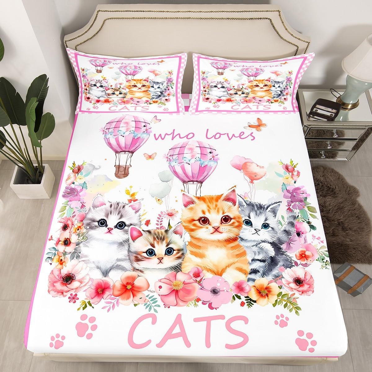 Drum Kit Fitted Sheet,Full Size Rock Music Collections Musical Instruments Theme,Soft Decorative Fabric Bedding Deep Pocket for Children Teens Young Boys Girls,with 2 Pillowcases