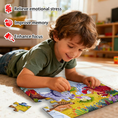GIVEITALL Jigsaw Puzzles for Kids Ages 3-5 6-8 8-10 Year Old,Dog Planet Floor Puzzle 36 Pieces Enlightening Game Creative Gifts for Boys Girls (Dog)