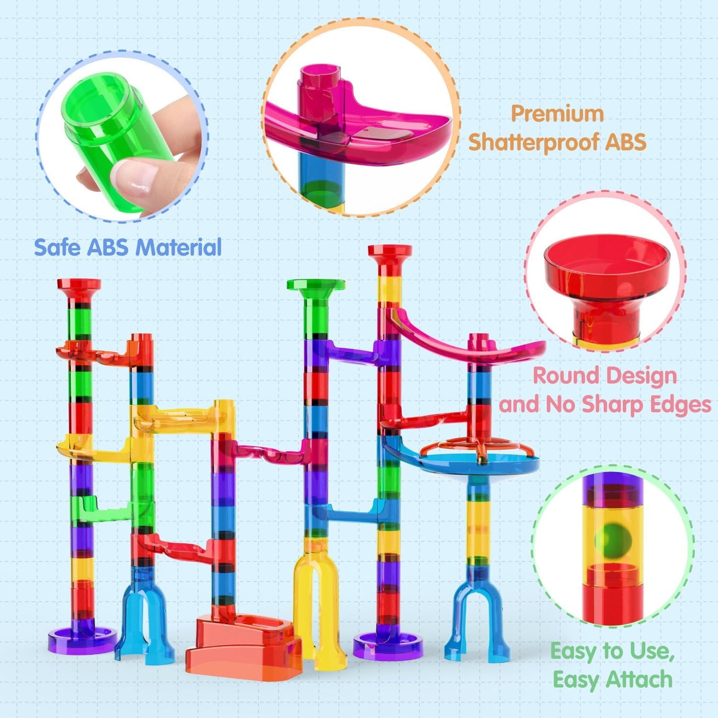 Ifollower Marble Run, 150Pcs Mable Track Race Toys for Kid, Upgrade Marble Maze Game Building Blocks STEM Learning Toy, Birthday for Boys Girls Aged 3-12