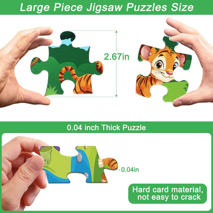 LELEMON 100 Pieces Jigsaw Puzzles in a Metal Box for Kids Age for 4-8 Boys Girls Toy Puzzles Construction Site Vehicles Children Learning Educational Puzzles Toys