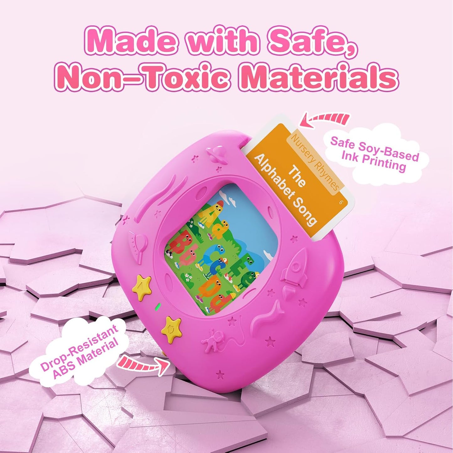 HOMESTEC Toddler Talking Flash Cards with American Accent and 288 Sight Words for Speech Therapy Learning Montessori Sensory Play for Boys and Girls Ages 3 to 6 Birthday Gifts (Pink)