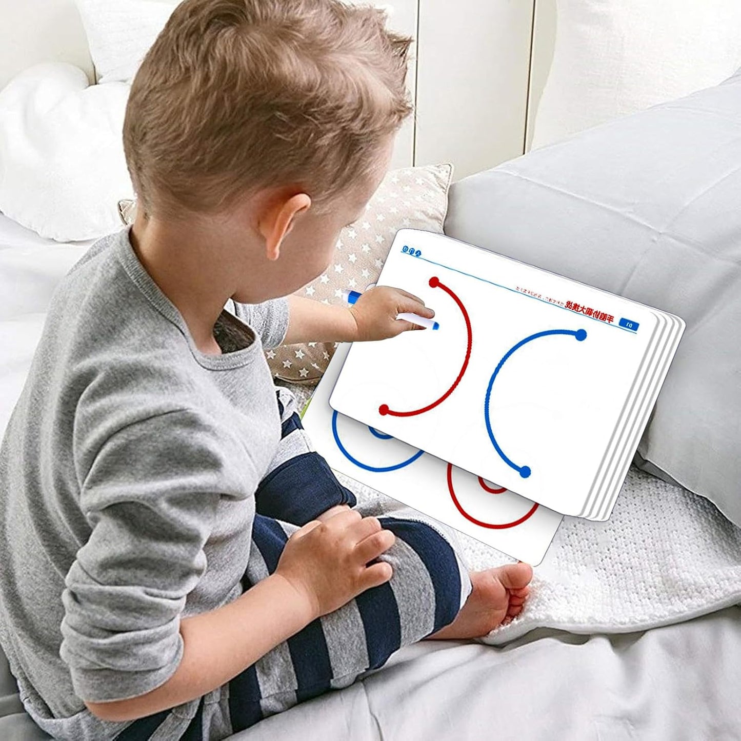 Brain Training Cards for Kids, 40 Reusable Levels for Left & Right Brain Development, Fine Motor Skills & Hand-Eye Coordination, Parent-Child Interaction Learning Game, Ages 5+ (10 Cards + Pen Eraser)