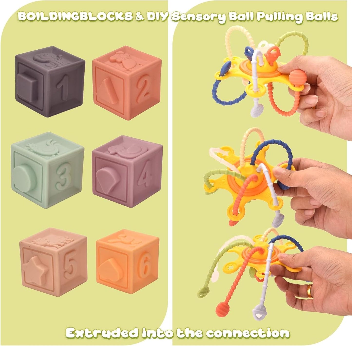 Baby Toys 6 to 12 Months 7 in 1 Montessori Teething Toys Sorting Sensory Educational Learning Gift for Toddlers Aged 1-3