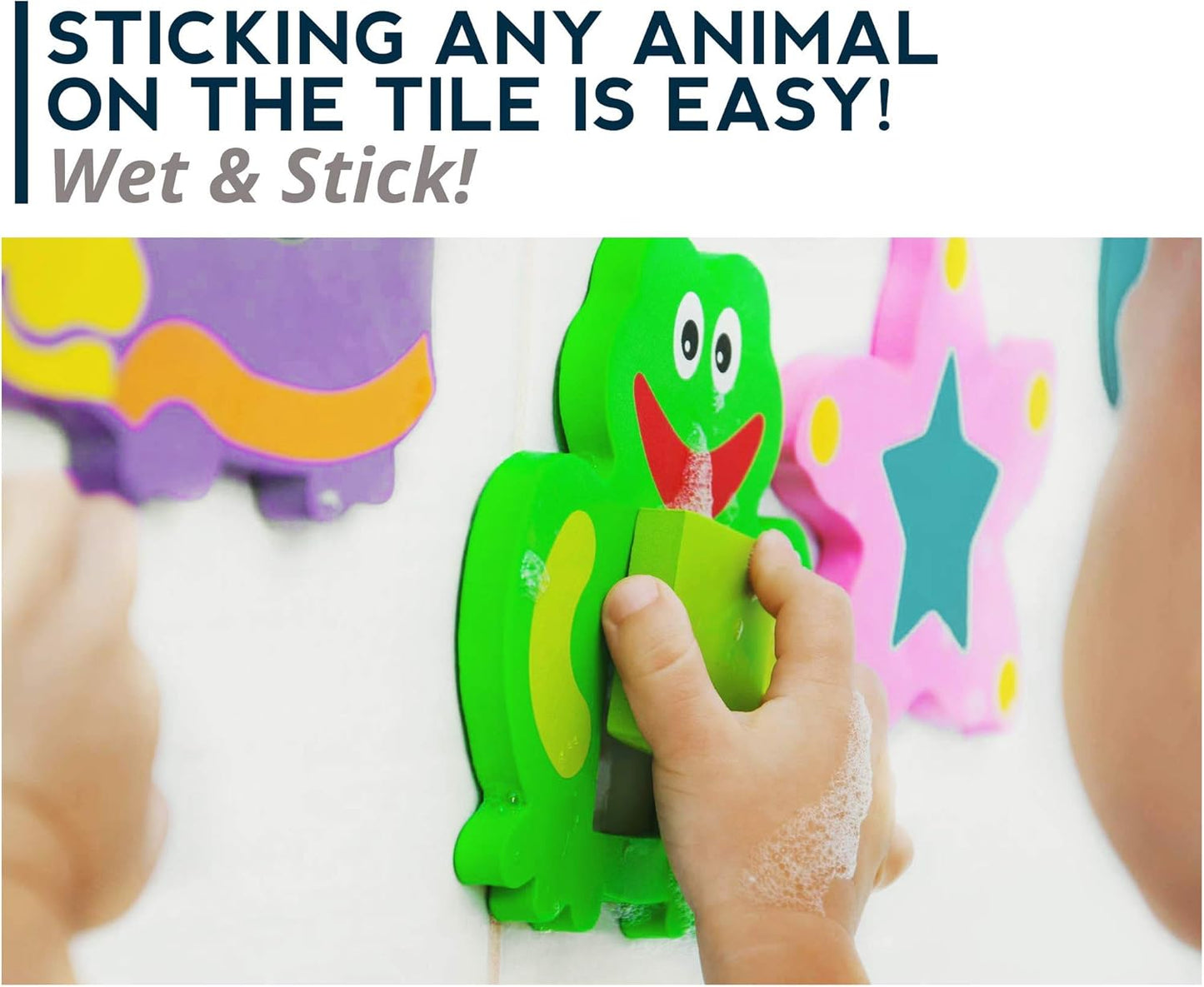 Bath Foam Alphabet Letters Toys - Non-Toxic Bathtub ABC Letters for Kids Toddlers - Premium Educational Floating Animals Puzzles with Toy Organizer for Baby Boys Girls - Set of 52 Pcs