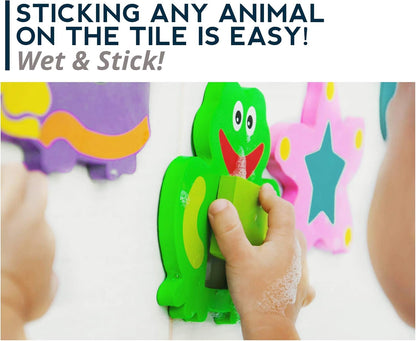 Bath Foam Alphabet Letters Toys - Non-Toxic Bathtub ABC Letters for Kids Toddlers - Premium Educational Floating Animals Puzzles with Toy Organizer for Baby Boys Girls - Set of 52 Pcs