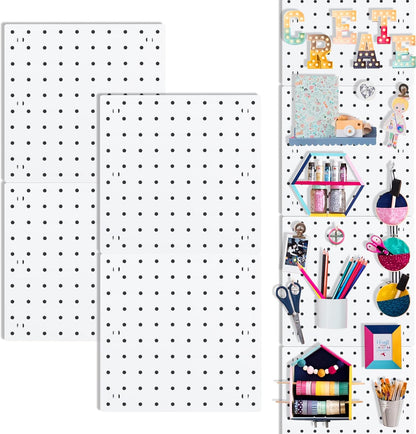 4Pcs Peg Board, Black Pegboard Wall Organizer Panels Wall Mount, ABS Pegboard for Craft Room Garage Kitchen Workshop, ABS Peg Boards Easy Installation