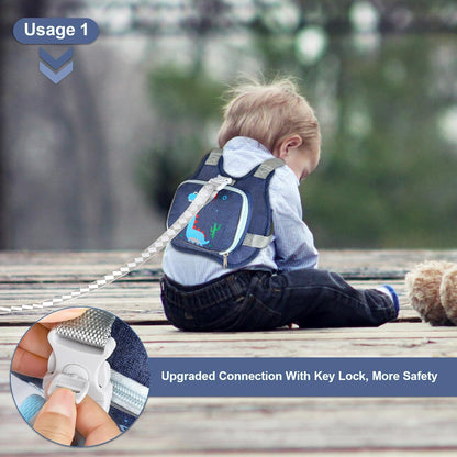Accmor Toddler Harness Leash + Reflective Anti Lost Wrist Link, Cute Car Kids Back Pack with Hand Strap Collapsible Child Walking Restraint Belt Tether Hold Baby Boys Close for Outdoor Travel