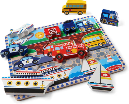 Melissa & Doug Safari Wooden Chunky Puzzle (8 pcs), Educational Screen Free Activity for Toddler, Preschoolers and Kids Ages 2+ - FSC Certified