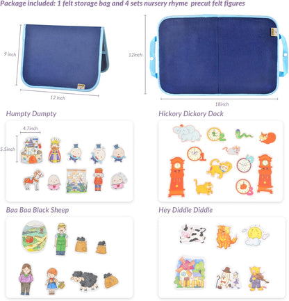 CHEFAN Felt/Flannel Board Story Set of 4, PRECUT Felt Pieces for Preschool Toddlers Circle Time,We are Going On A Bear Hunt, Mary Had A Little Lamb, Little Bo-Peep, Little Boy Blue