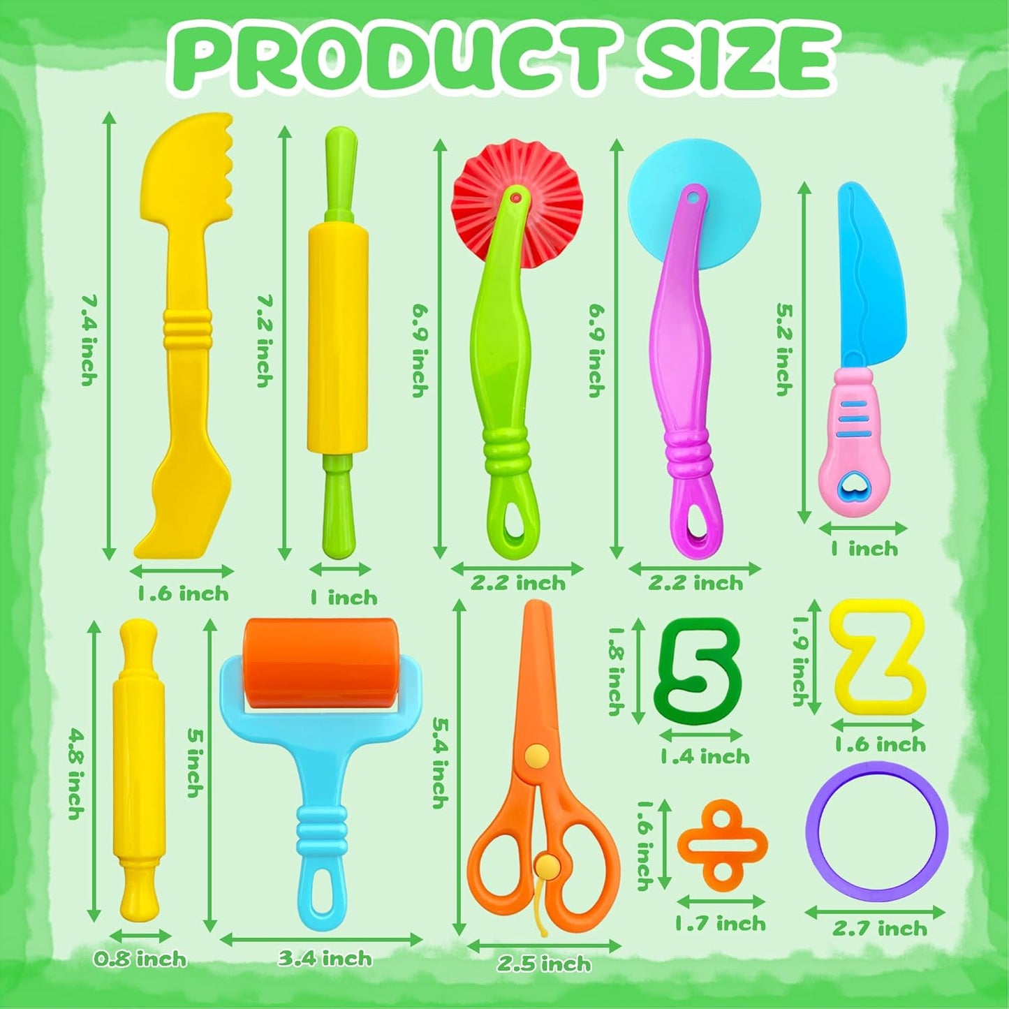Dough Tool Kit,9 Pcs Basic Clay and Dough Tools Starter Set for Kids Includes Cutters Roller, Rolling Pins, Safety Scissors,Dough Extruder,Plastic Knife