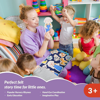 CHEFAN Felt/Flannel Board Story Set of 4, PRECUT Felt Pieces for Preschool Toddlers Circle Time,We are Going On A Bear Hunt, Mary Had A Little Lamb, Little Bo-Peep, Little Boy Blue