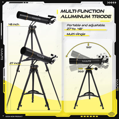 Telescope,90mm Aperture 700mm with Vertisteel AZ Mounting Slow-Motion Mount, High Power Telescopes for Adults Astronomy, Easy for Beginners, with Carry Bag,Wireless Remote Control, Phone Adapter,White