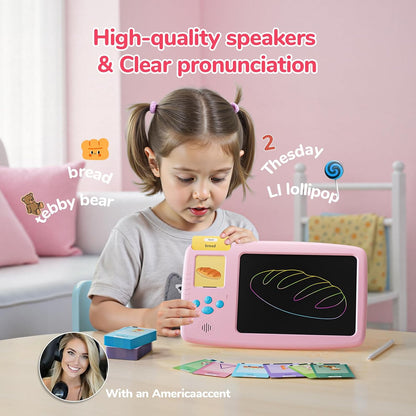 Talking Flash Cards for Toddlers: 2-in-1 LCD Writing Tablet with 510 Sight Words, Montessori Language Learning, Autism & Speech Therapy Toys for Children Ages 1-6, Blue