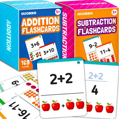 QUOKKA Multiplication and Division Flash Cards for Kids Ages 4-8 – 338 Math Flashcards for Kids 5-7 - Visual Aids | Sorting Rings | Reference Cards – Math Games 1st to 3rd Grade for Classroom & Home