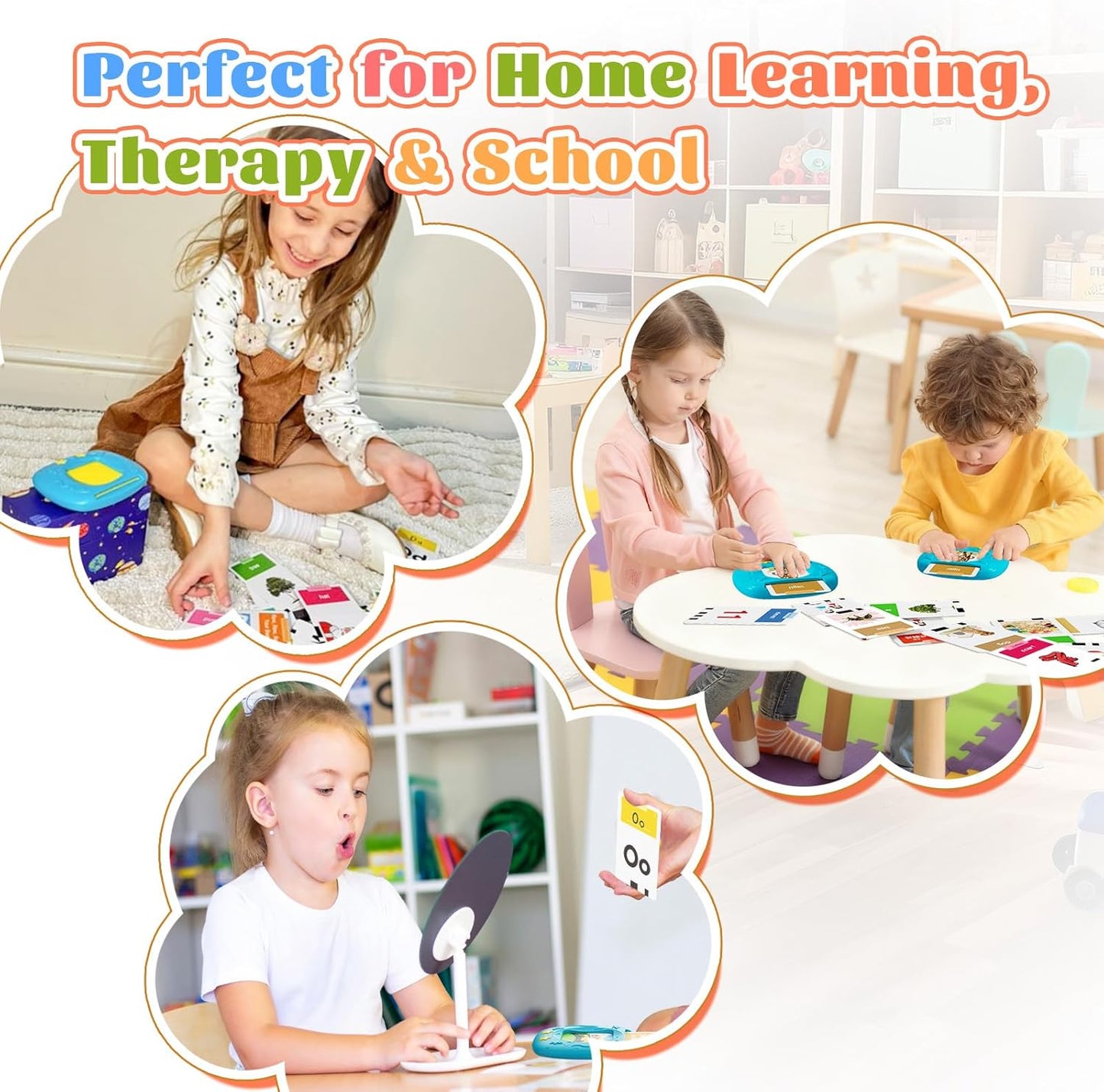HOMESTEC Toddler Talking Flash Cards with American Accent and 288 Sight Words for Speech Therapy Learning Montessori Sensory Play for Boys and Girls Ages 3 to 6 Birthday Gifts (Pink)