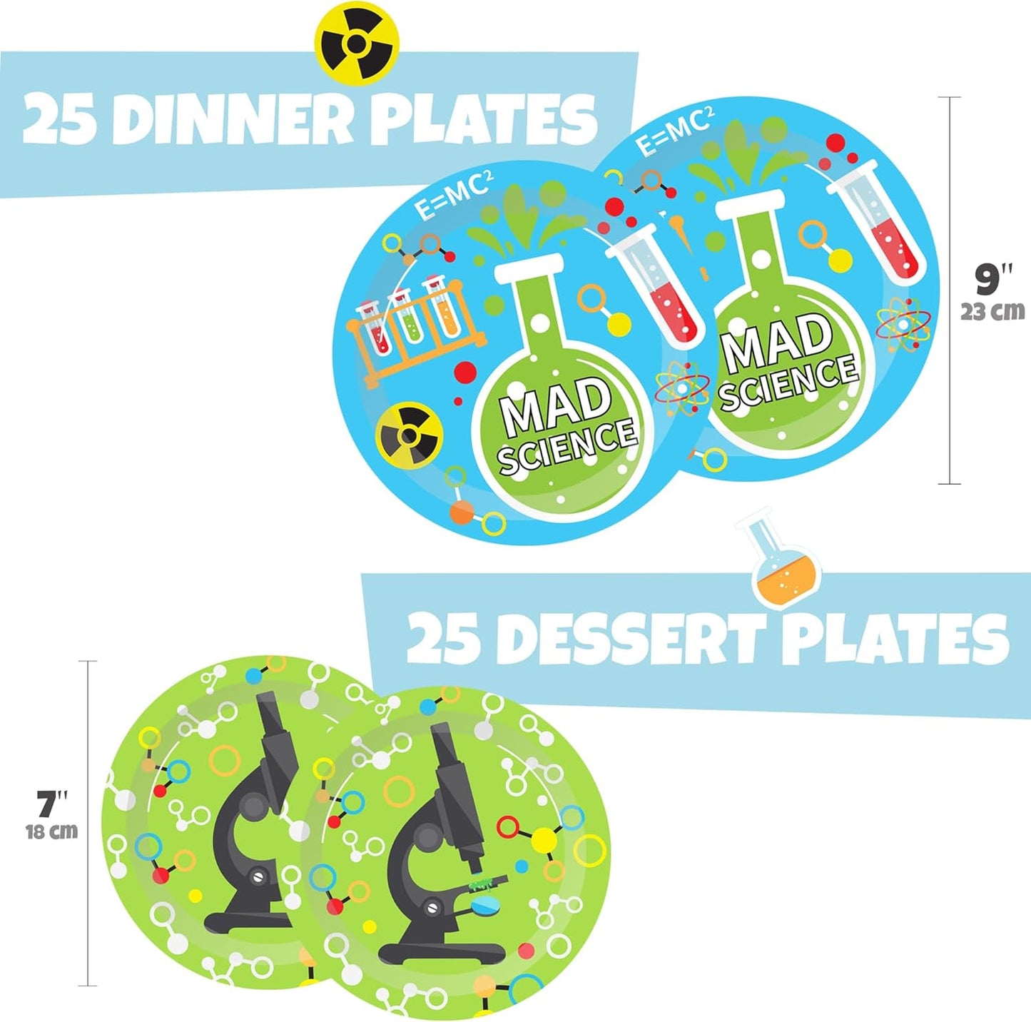 Science Party Supplies (100 pcs) Science Party Plates, Science Birthday Napkins, Science Paper Plates Napkins for Chemistry Party, Forks, Mad Scientist Themed Birthday Lab Party Decorations, 25 Serves