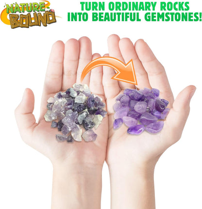 Nature Bound Starter Rock Tumbler Kit for Kids– Includes Rough Gemstones, Polishing Grits, Jewelry Fastenings, and Instructions – Great STEM Science Kit for The Future Geologist, Boys & Girls Ages 8+