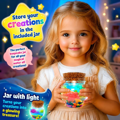 AGENTLAN Magic Water Elf Toy Kit，Aqua Fairy Squishy Making kit with 10 Water gels&8 molds,Magic Jelly elf,Glow in the Dark Water Pets Craft Kits,Sensory Toy Gift Ages 3 4 5 6 7 8 9