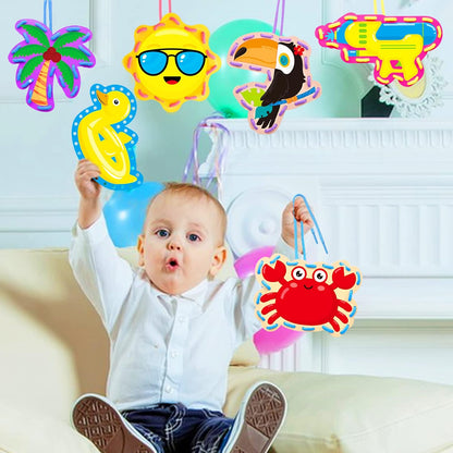 Summer Lacing Cards Sewing Kits For Kids 12 Pack Beach Theme Pool Party Decoration Double Sided Cardboard Lacing Playing Games for Boys Girls Preschool Home Developing Imagination Education Supplies