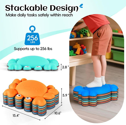 TOPNEW Stepping Stones for Kids, Non-Slip Balance Stepping Stones for Promoting Children's Coordination Skills, Toddler Stepping Stones Obstacle Course for Kids Age 3 4 5 6 7+
