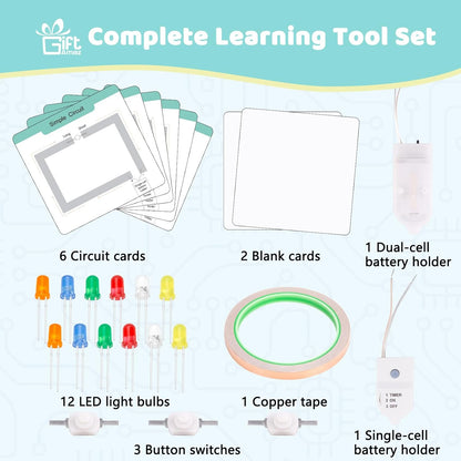 GiftAmaz Paper Circuits Kit for Kids, STEM Electric Circuit Kit, Child-Friendly Paper Circuit Board, Led Light Diodes, Copper Foil Tape, Educational STEM Toys Science Experiments Kit for Kids 8-12