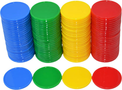 Smartdealspro Set of 100 1 Inch Opaque Plastic Learning Counters Mini Poker Chips Game Tokens with Storage Box (Pink)