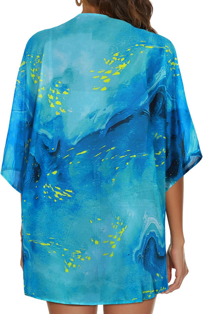 Womens Kimono Cardigans Beach Cover ups Swimwear Puff Sleeve Loose Casual Summer Tops 2026