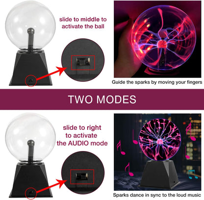 Gresus 6 Inch Plug-in Magic Plasma Ball Lamp - Touch & Sound Sensitive Interactive Plasma Lamp Nebula Sphere Globe, Science Educational Gift for Decorations/Parties/Bedroom