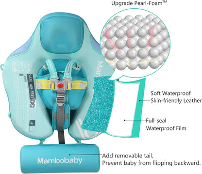 Baby Pool Float with UPF50+ 3D Adjustable Canopy, Add Tail Mambobaby Float Non Inflatable Infant Floats for Pool, Cartoon Narwhal Baby Floats (NPink with Canopy-U05NPCTLUROHML01U05)