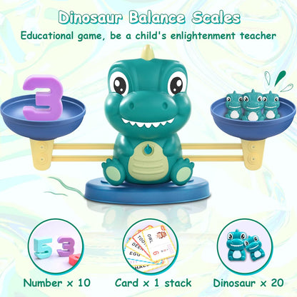 Kaodezhu Dinosaur Math Balance Toy for Boys and Girls - Montessori Matching Letter Toy for Kids 3 Year Olds, Educational Kindergarten Preschool Early Learning, Birthday Gift for 4 5 6 7 Years Old