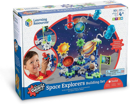 Learning Resources Gears! Gears! Gears! Space Explorers Building Set - 77 Pieces, Ages 4+, STEM Activities, Fine Motor Skills, Toddler Explorer Kit, Science and Construction, Boys and Girls Gifts