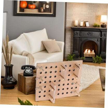 Kisangel 1Set Miniature Wooden Pegboard Dollhouse Organizer Shelf Wall Mounted Storage for Scale Rustic Design with Hooks for Craft Supplies and Accessories