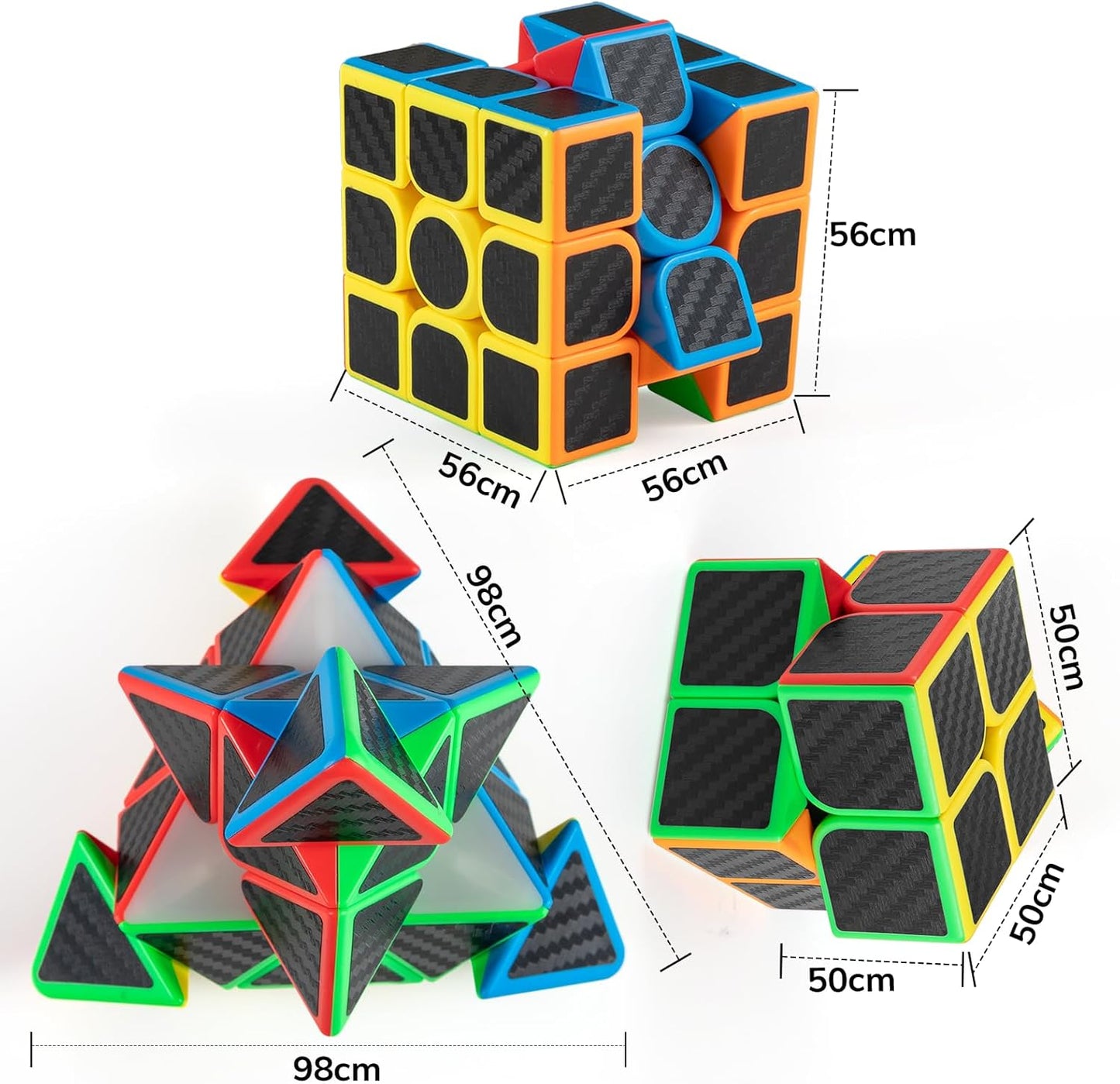Speed Cube Set 3-in-1 Stickerless: 2x2, 3x3 & Pyramid Speed Cubes | Easter Gifts Basket Stuffers Boy Toys for All Ages