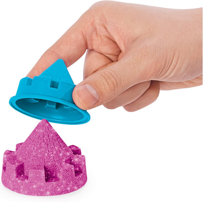 Kinetic Sand | Shimmer Sand Castle | Kinetic Sand 454g | Magic Sand | Pink Glitter Coloured Sand | 3 Accessories and Tray Included | Toys for Boys and Girls 3 Years