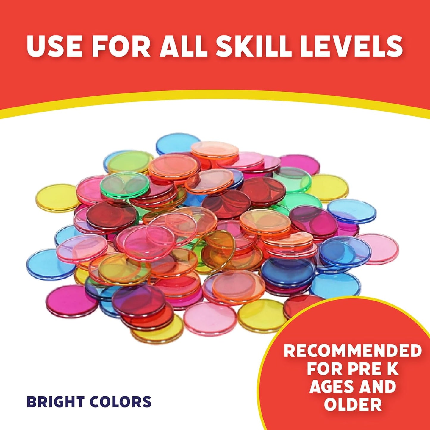 POPULAR PLAYTHINGS 500 Steel Ringed Bingo Chips - Durable Metal Edge Counting Chips for Classroom Learning, Bingo Games, and Educational Activities