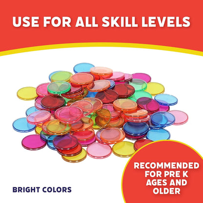 POPULAR PLAYTHINGS 500 Steel Ringed Bingo Chips - Durable Metal Edge Counting Chips for Classroom Learning, Bingo Games, and Educational Activities