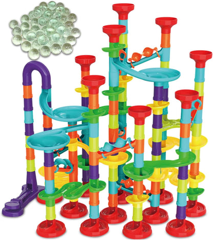 50 PCS Marble Toy Premium Set,STEM Educational Building Block Toy,Marble Track Race Set with 15 Glass Marbles for Boys & Girls,Construction Building Blocks Toys for Kids