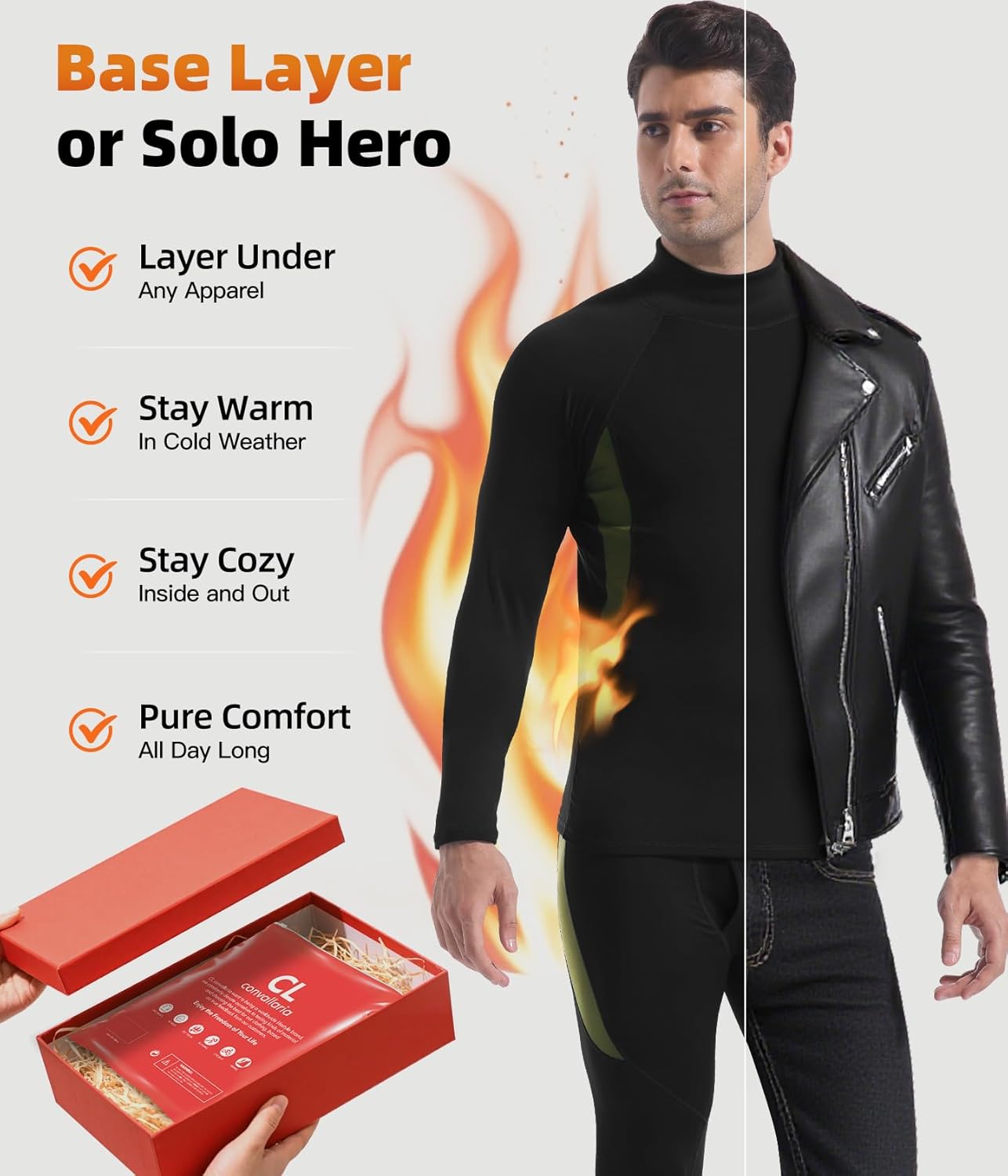 CL convallaria Thermal Underwear Long Johns Set Mens Winter Gift Hunting Gear Sport Base Layer Bottom Top - Colors B